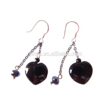 Fashion Black Heart Stone Earring